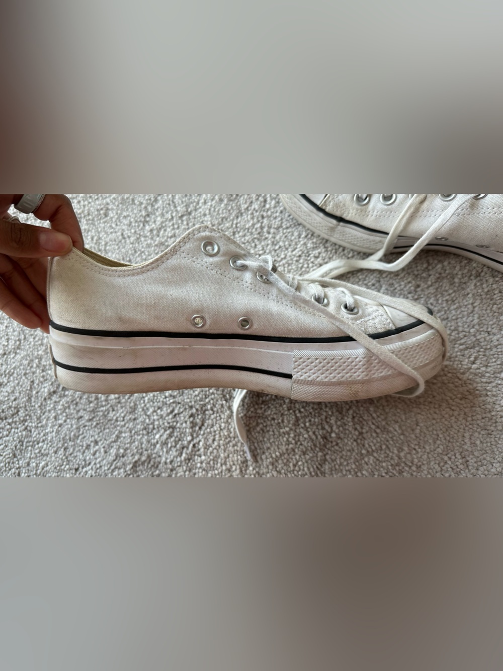 Converse Chuck Taylor All Star Low Top White Platform Lace-Up Sneakers - Women - Picture 7 of 8